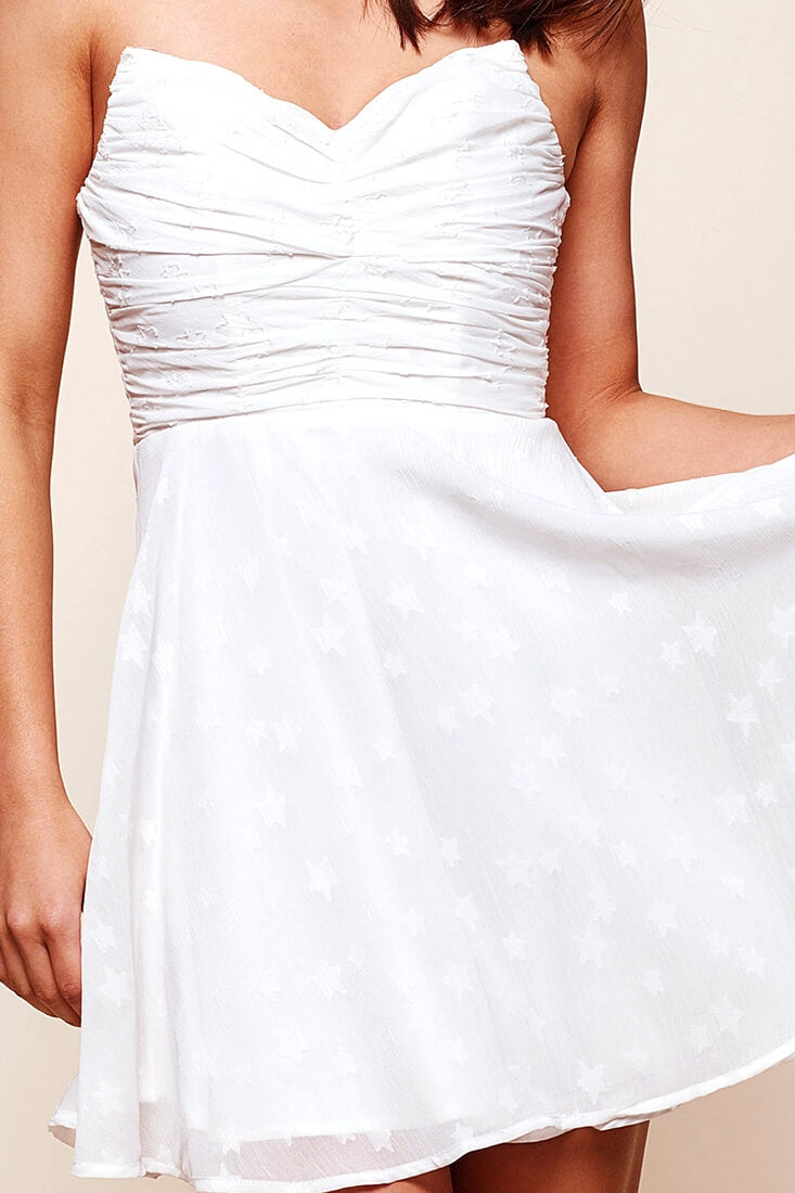 Tinseltown Ruched Party Dress White