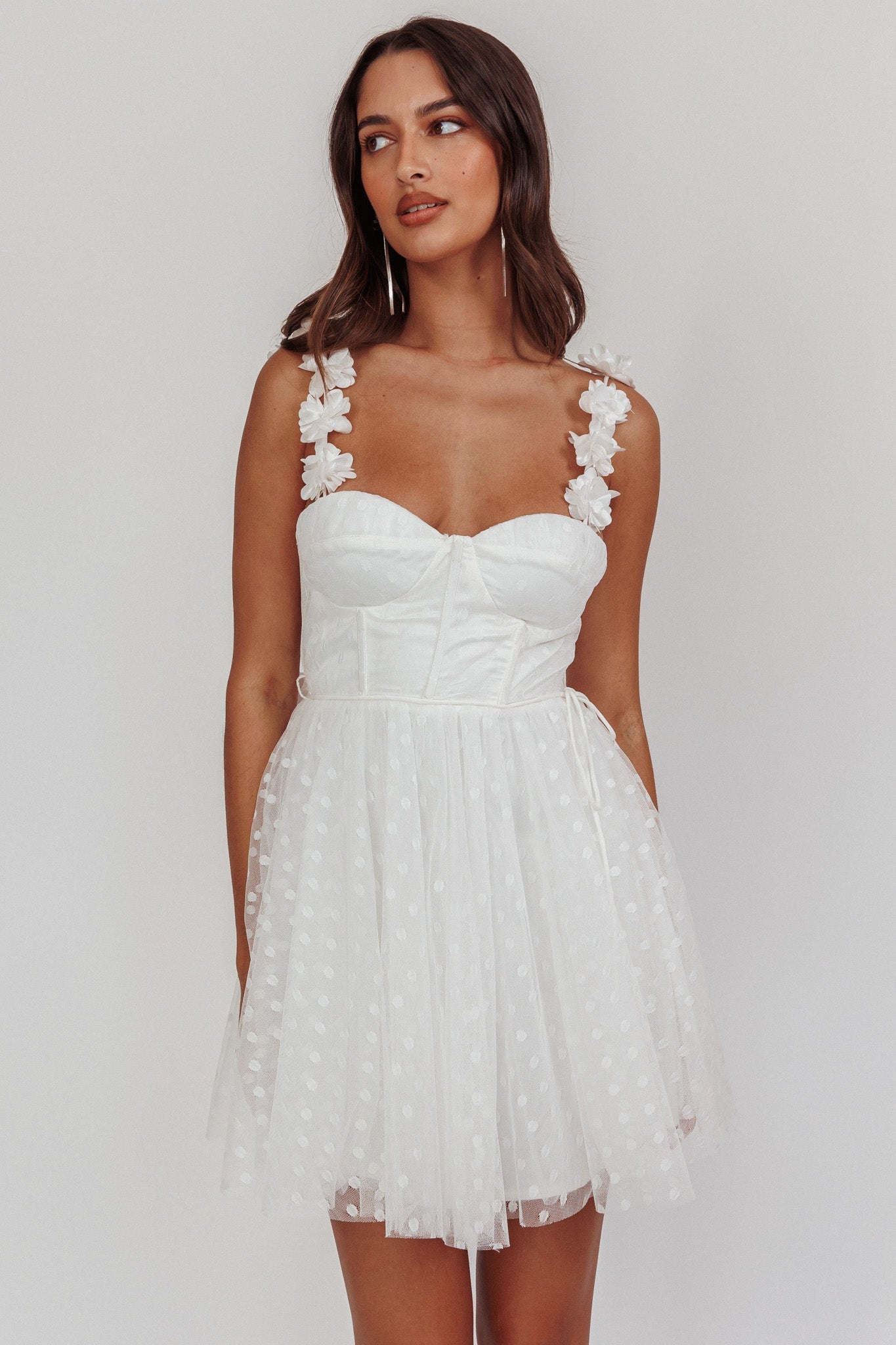 Fairytale Dream Floral Strap Mini Dress White