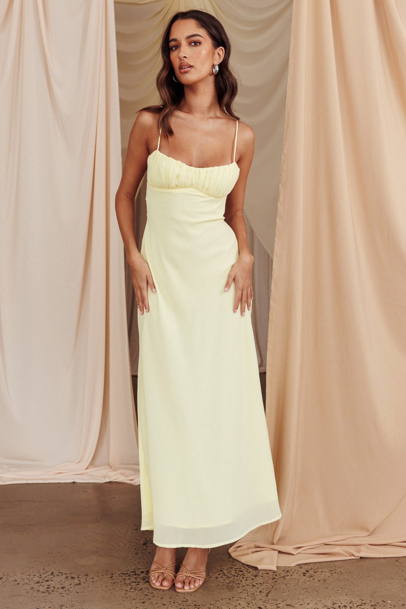 Nerida Twist Back Maxi Dress Lemon