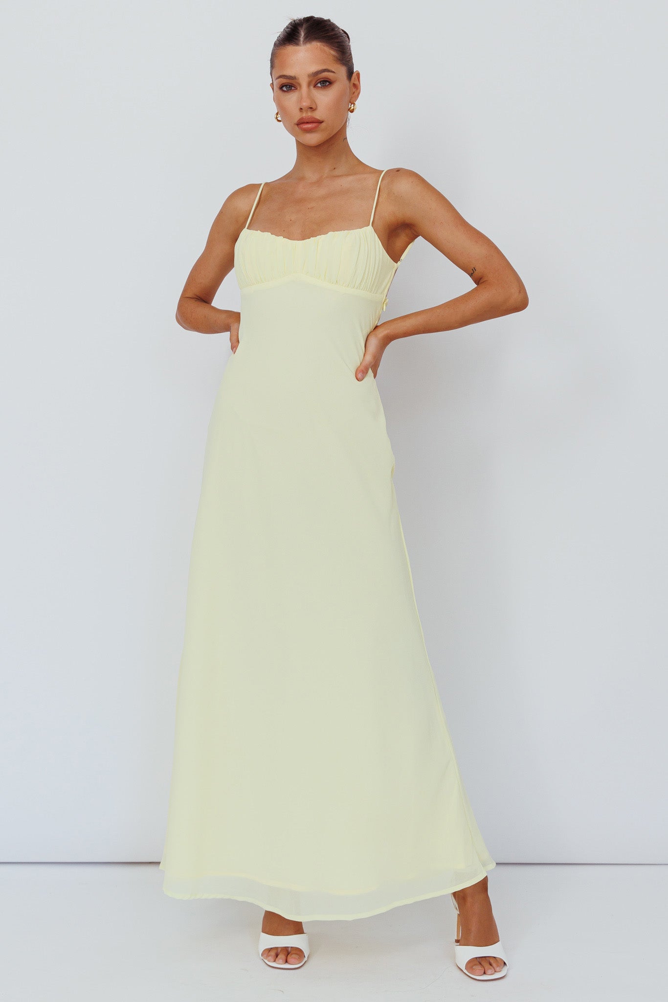 Nerida Twist Back Maxi Dress Lemon