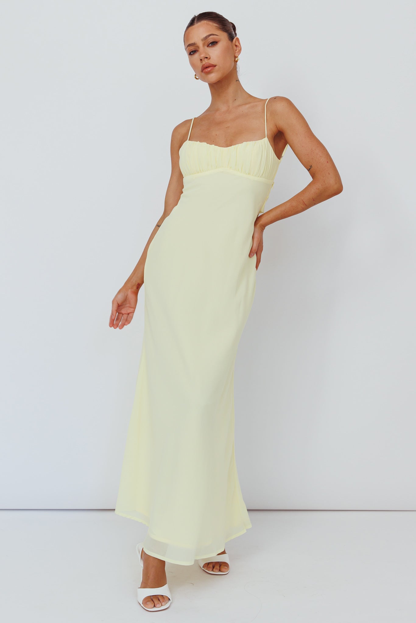 Nerida Twist Back Maxi Dress Lemon