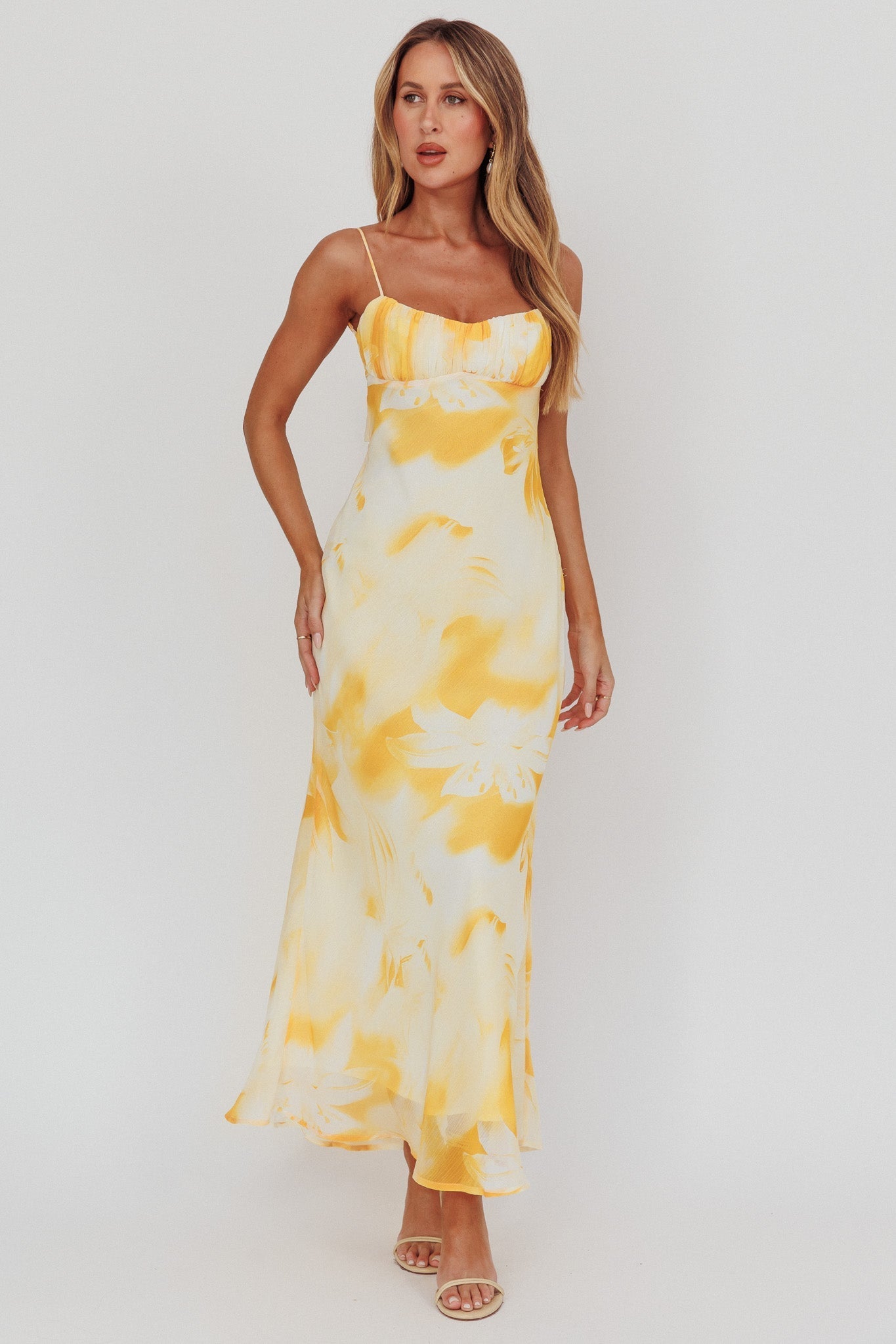 Nerida Low Back Twist Maxi Dress Lily Yellow