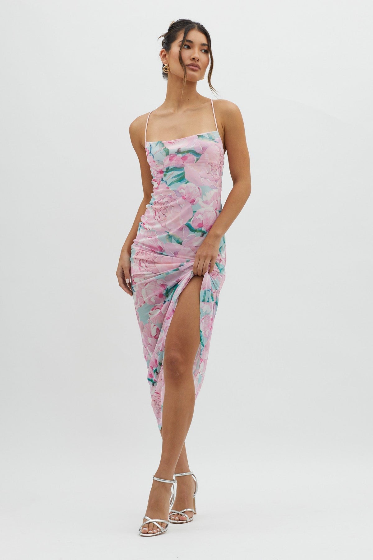 Letting Go Tie-Up Back Maxi Floral Pink