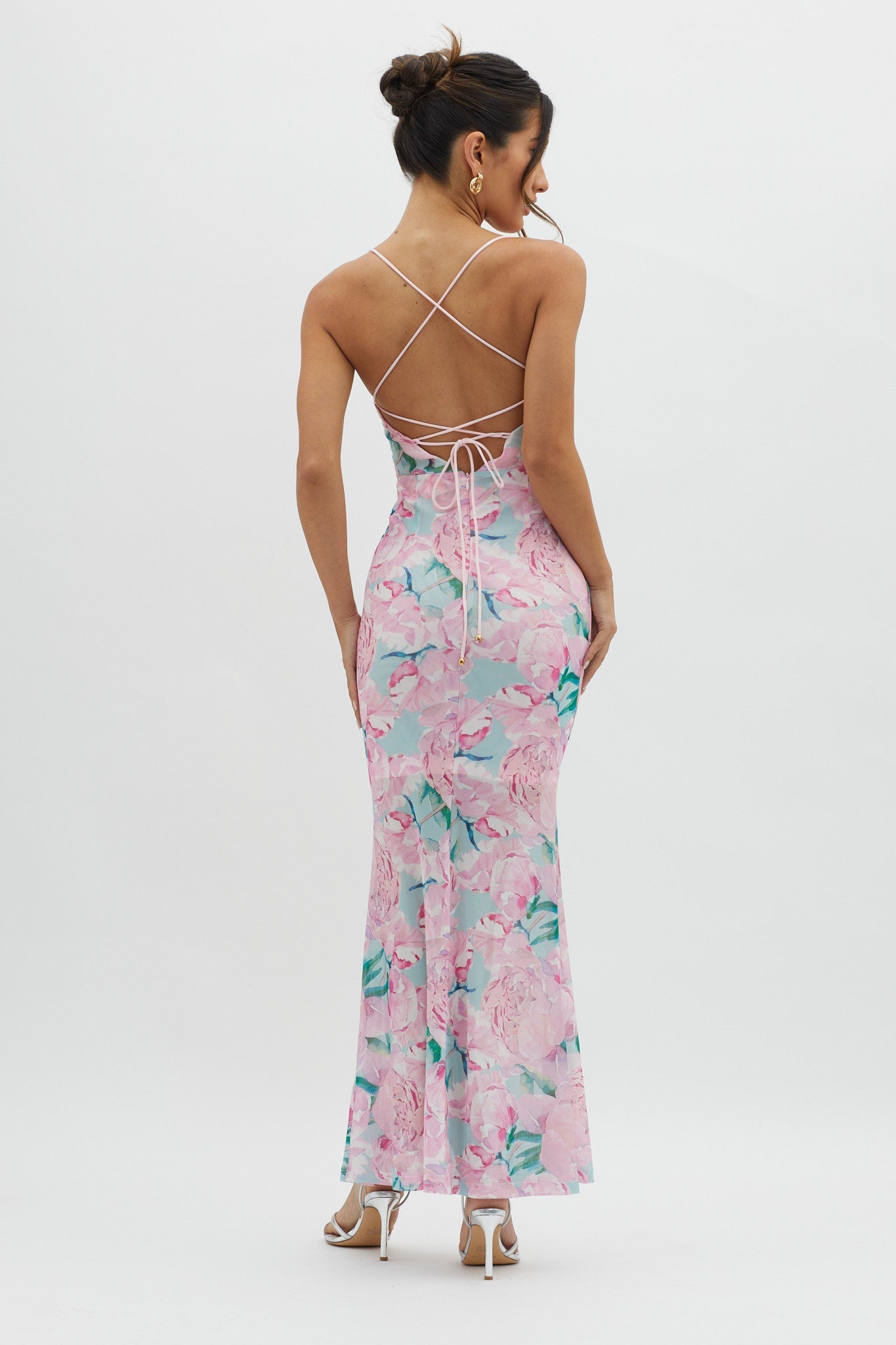 Letting Go Tie-Up Back Maxi Floral Pink