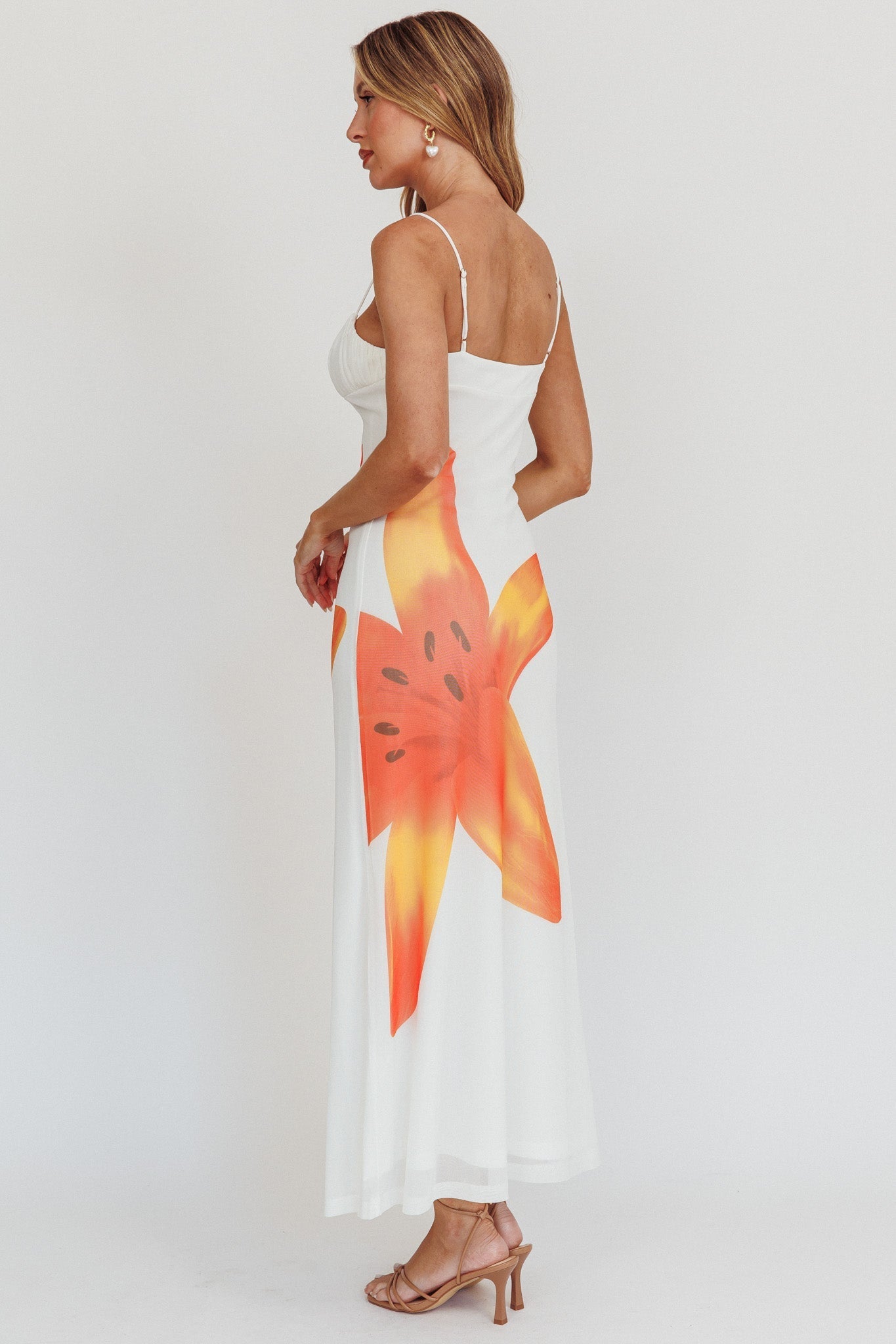 Kailua Floral Print Maxi Dress White