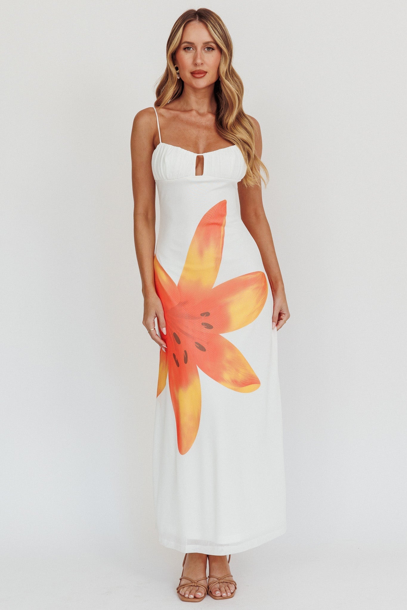 Kailua Floral Print Maxi Dress White