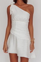 Kenny One Shoulder MIni Dress White