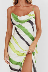 Blondine Cowl Bust Split Maxi Dress Green