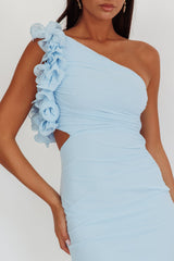 Deanna One-Shoulder Ruffle Maxi Dress Light Blue