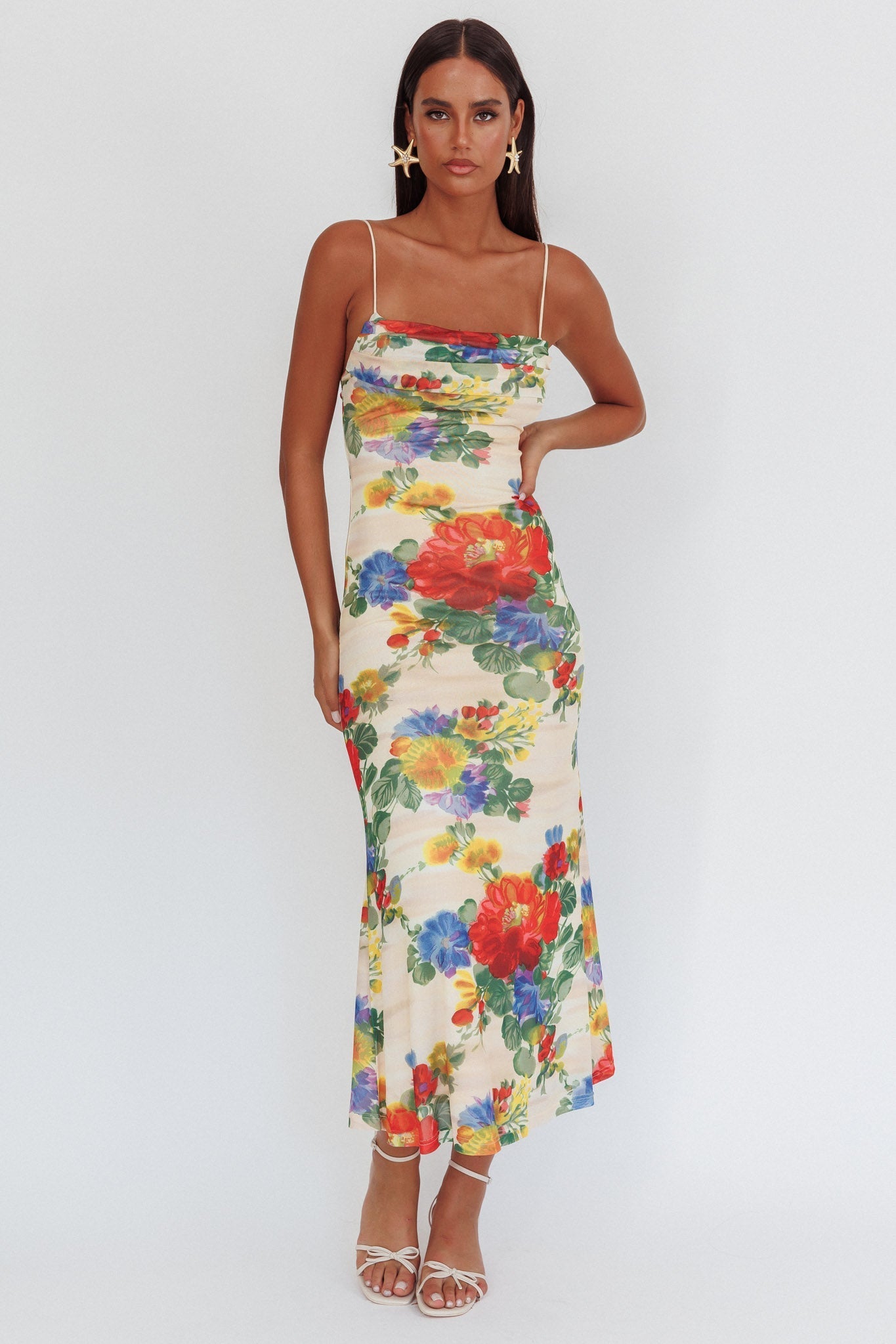 Days Ahead Mesh Overlay Maxi Dress Floral Pink