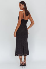 Days Ahead Rhinestone Overlay Maxi Dress Black