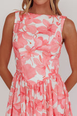 Opulent Low Back Maxi Dress Floral Pink