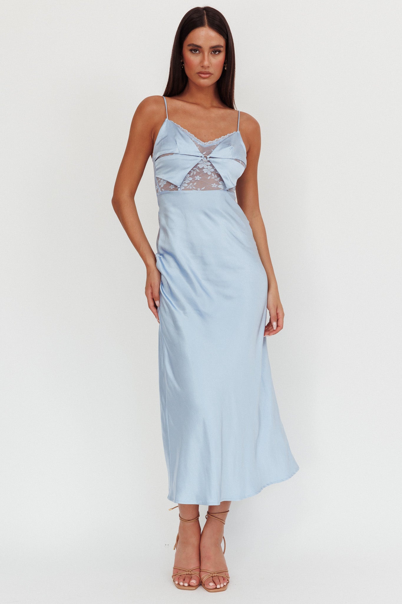 Impressions Lace Bodice Maxi Dress Blue