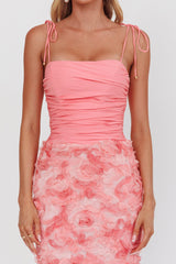 Love & Honor Textured Floral Maxi Dress Pink