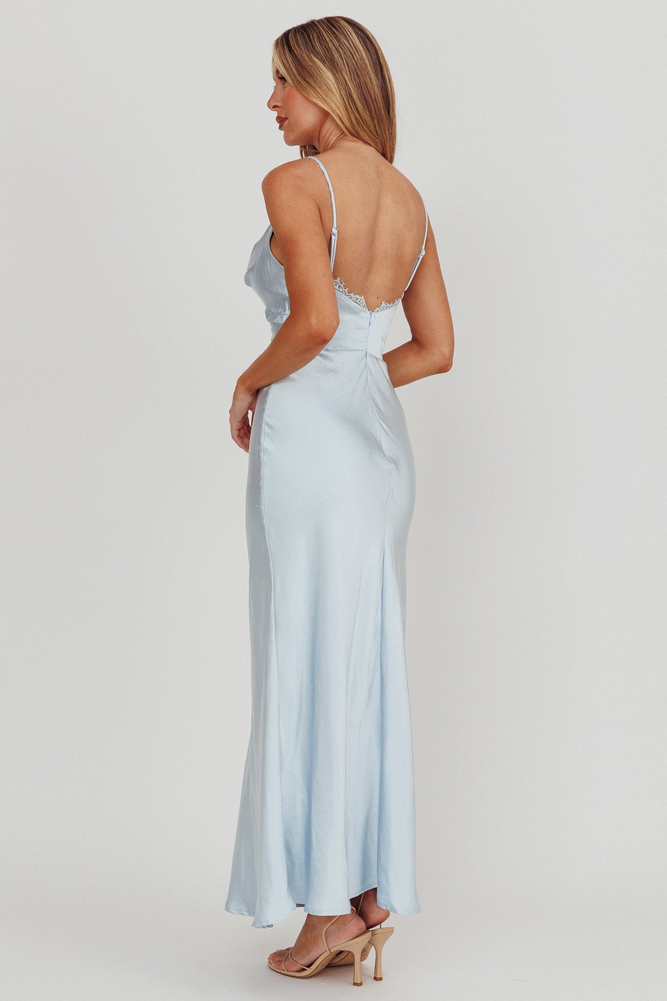 Our Story Surplice Neckline Maxi Dress Steel Blue