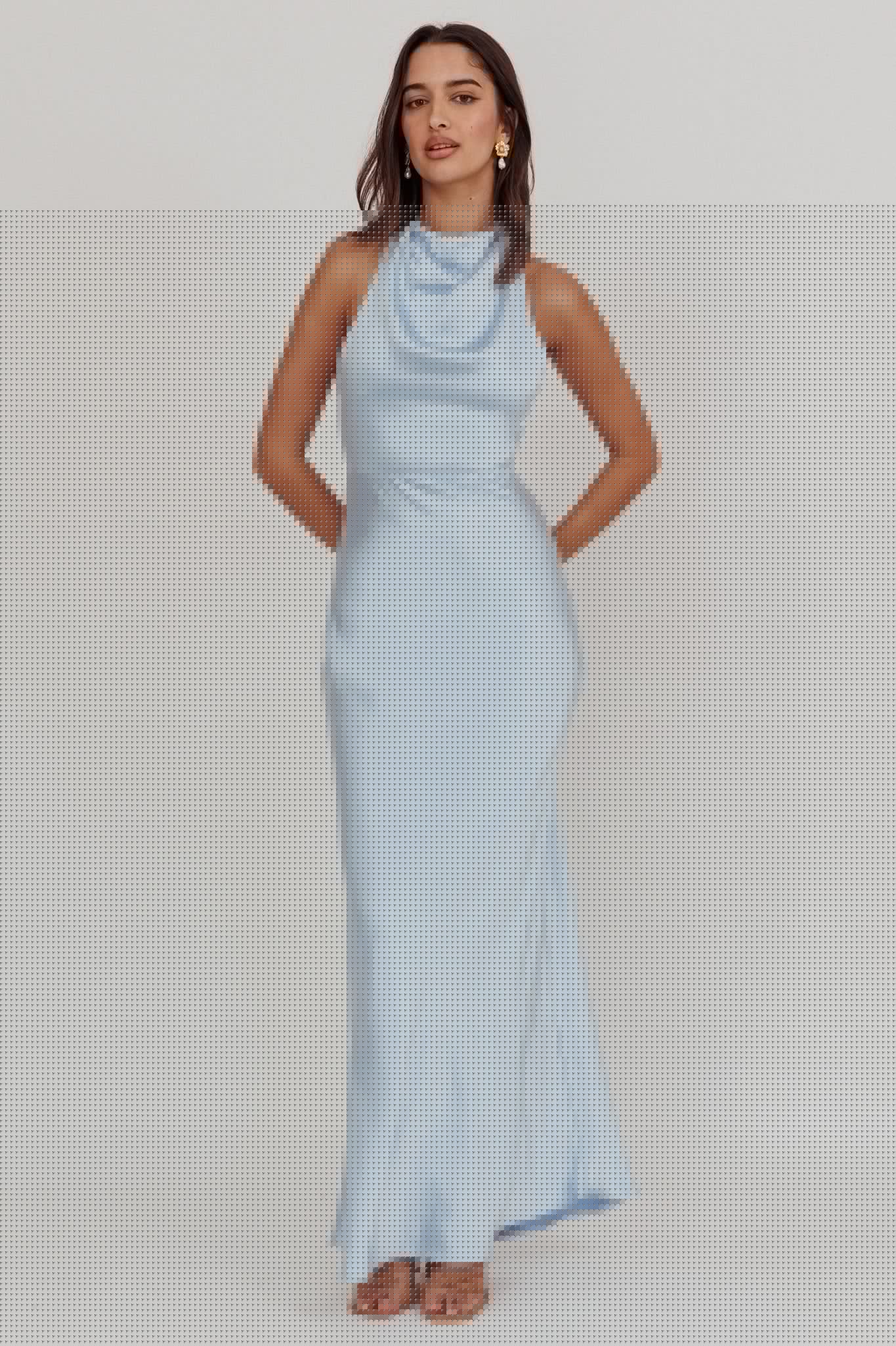 Gelato Pearl Strap Halter Maxi Dress Blue