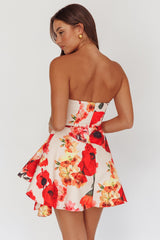Minnesota Strapless Mini Dress Floral Red