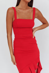 Delighted Asymmetric Hem Maxi Dress Red