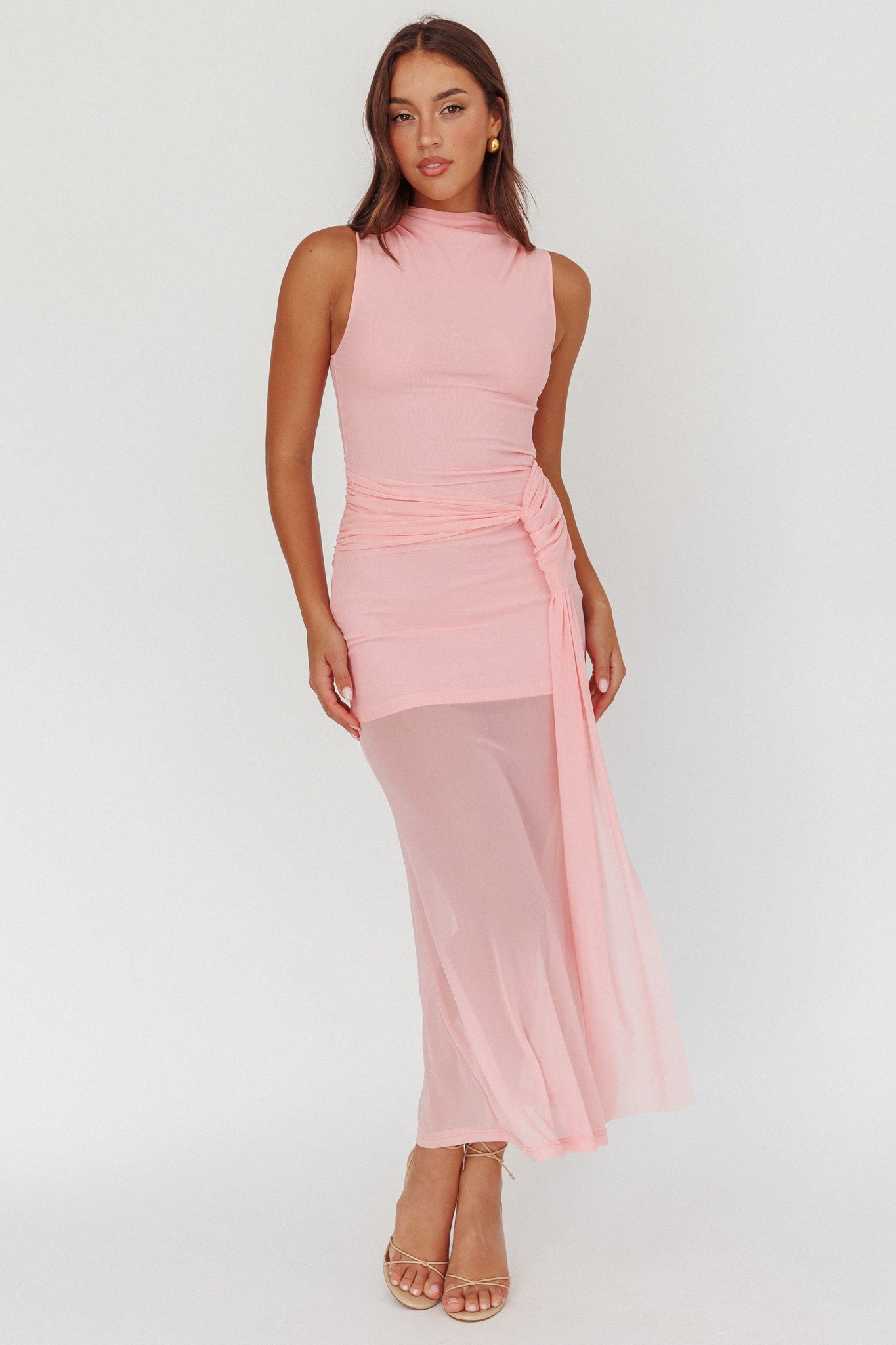 Girl's Night Waist Sash Maxi Dress Pink