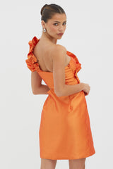 NY Moment Wide Ruffle Shoulder Mini Dress Orange