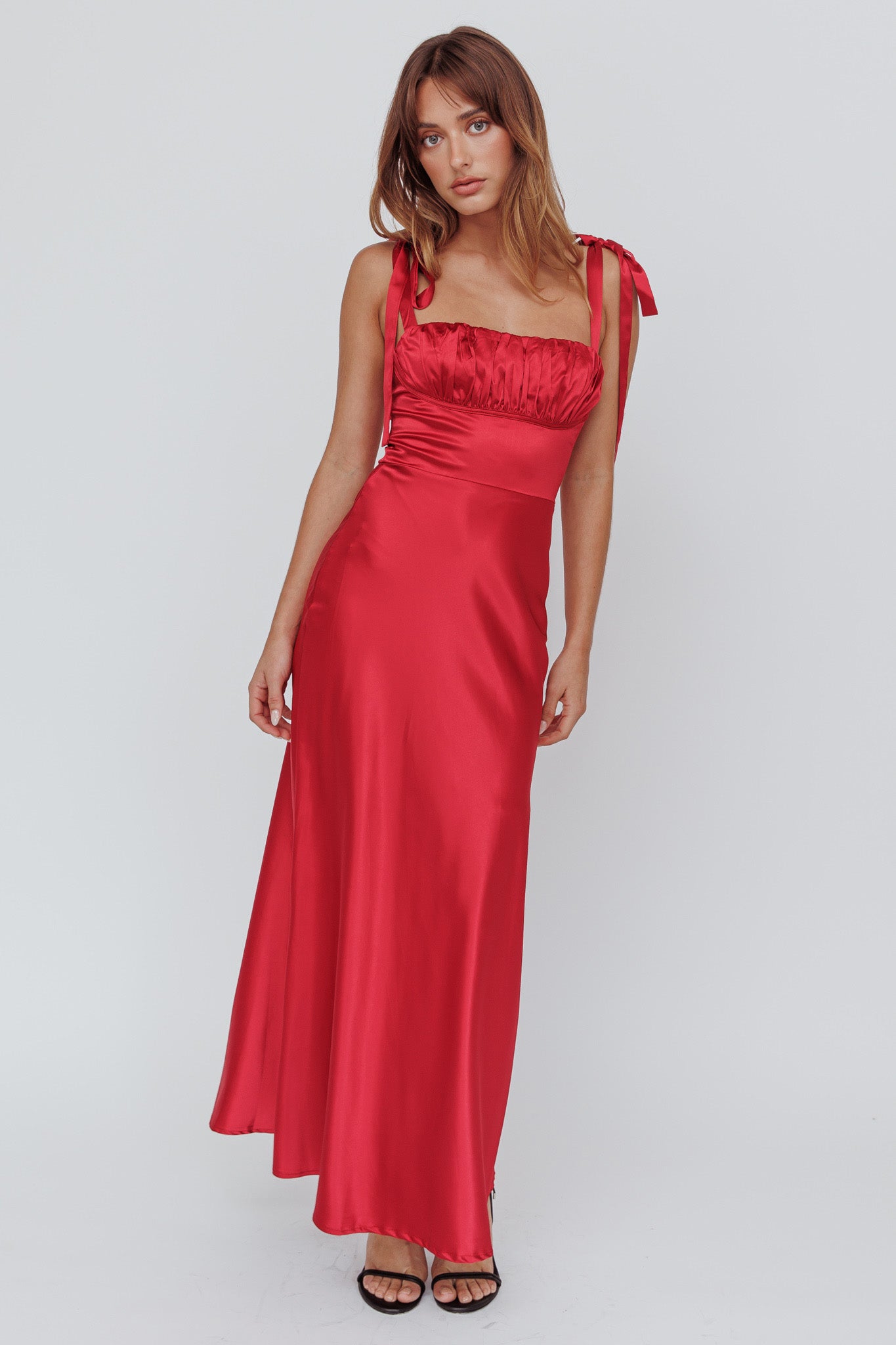 Pennelope Tied Shoulder Maxi Dress Wine