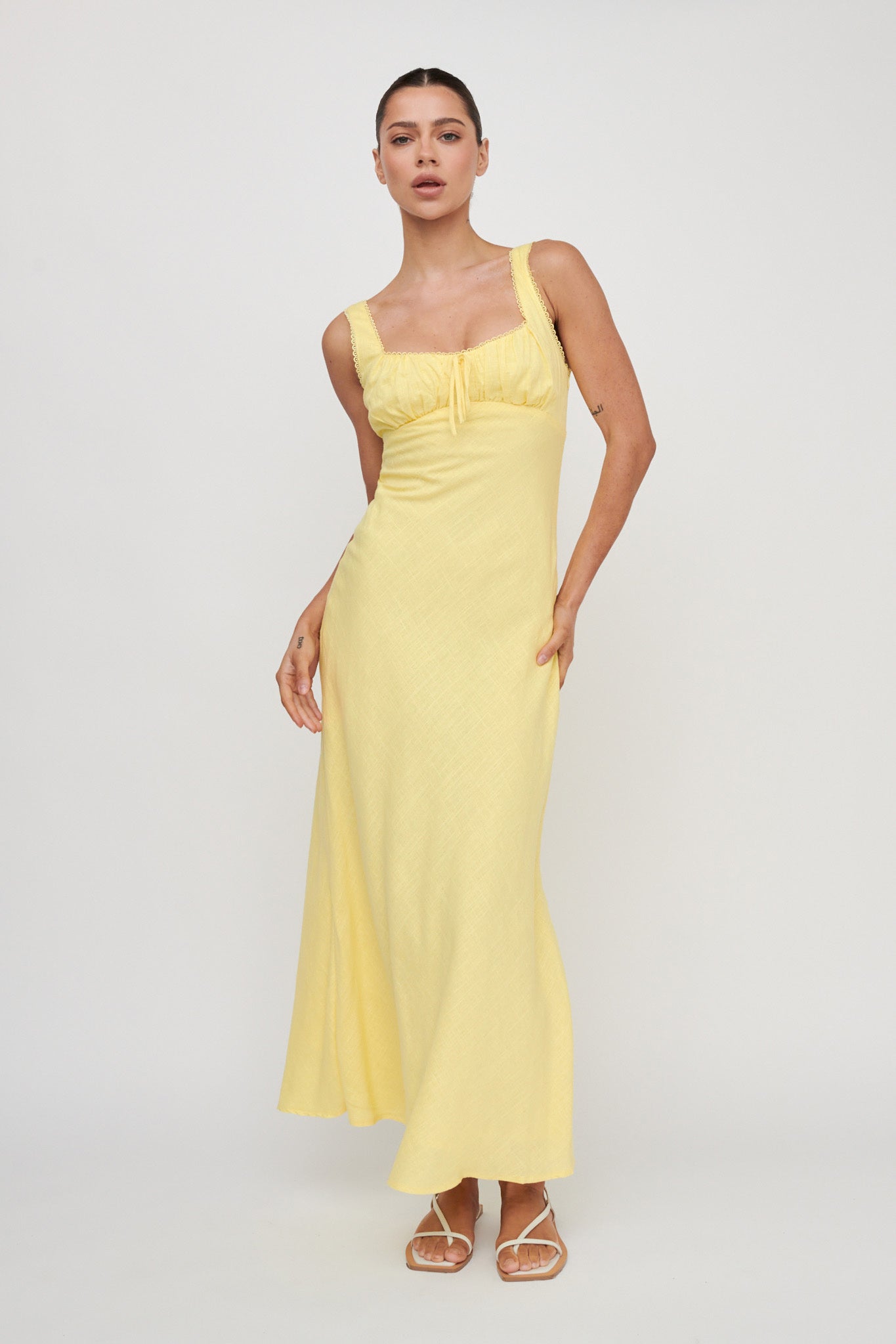 Carlee Gathered Bust Maxi Dress Yellow