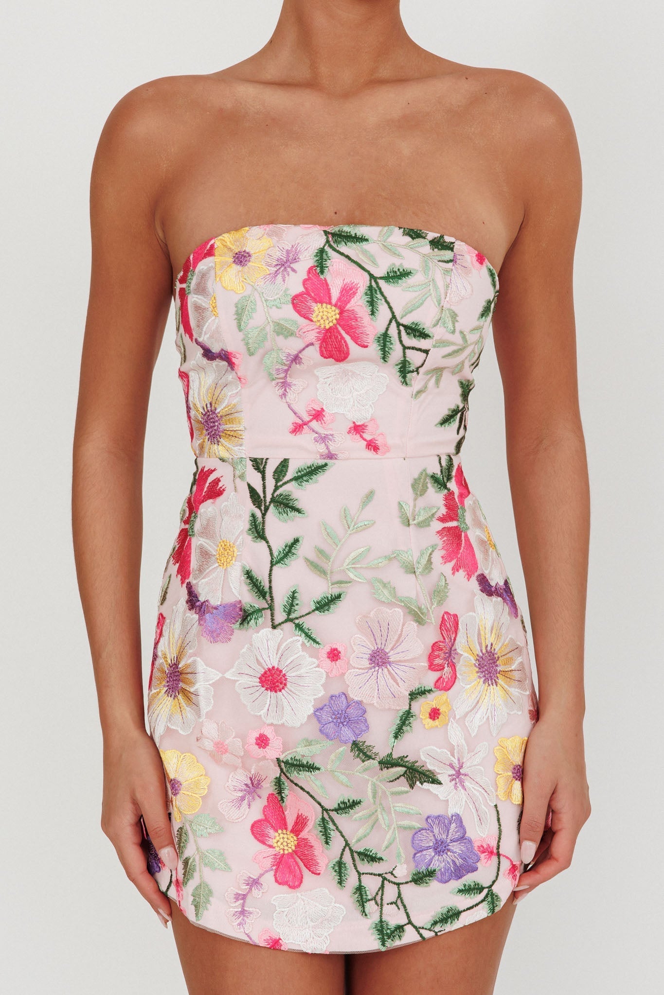 Entered The Chat Strapless Mini Dress Multi