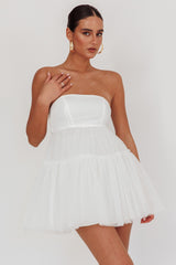 Dreamscape Strapless Tulle Mini Dress White