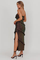 Metrics Strapless Frill Maxi Dress Black