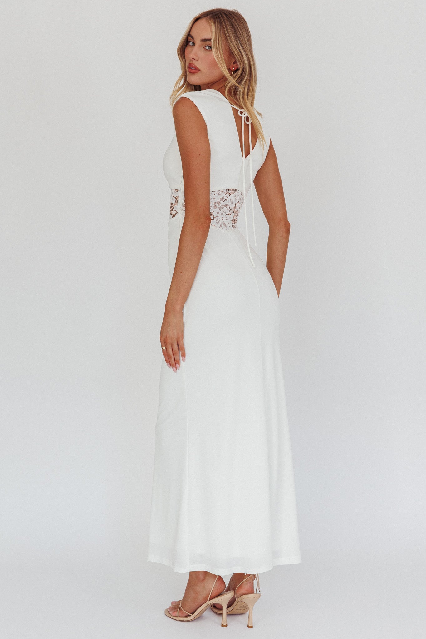 Solara Lace Waist Maxi Dress White