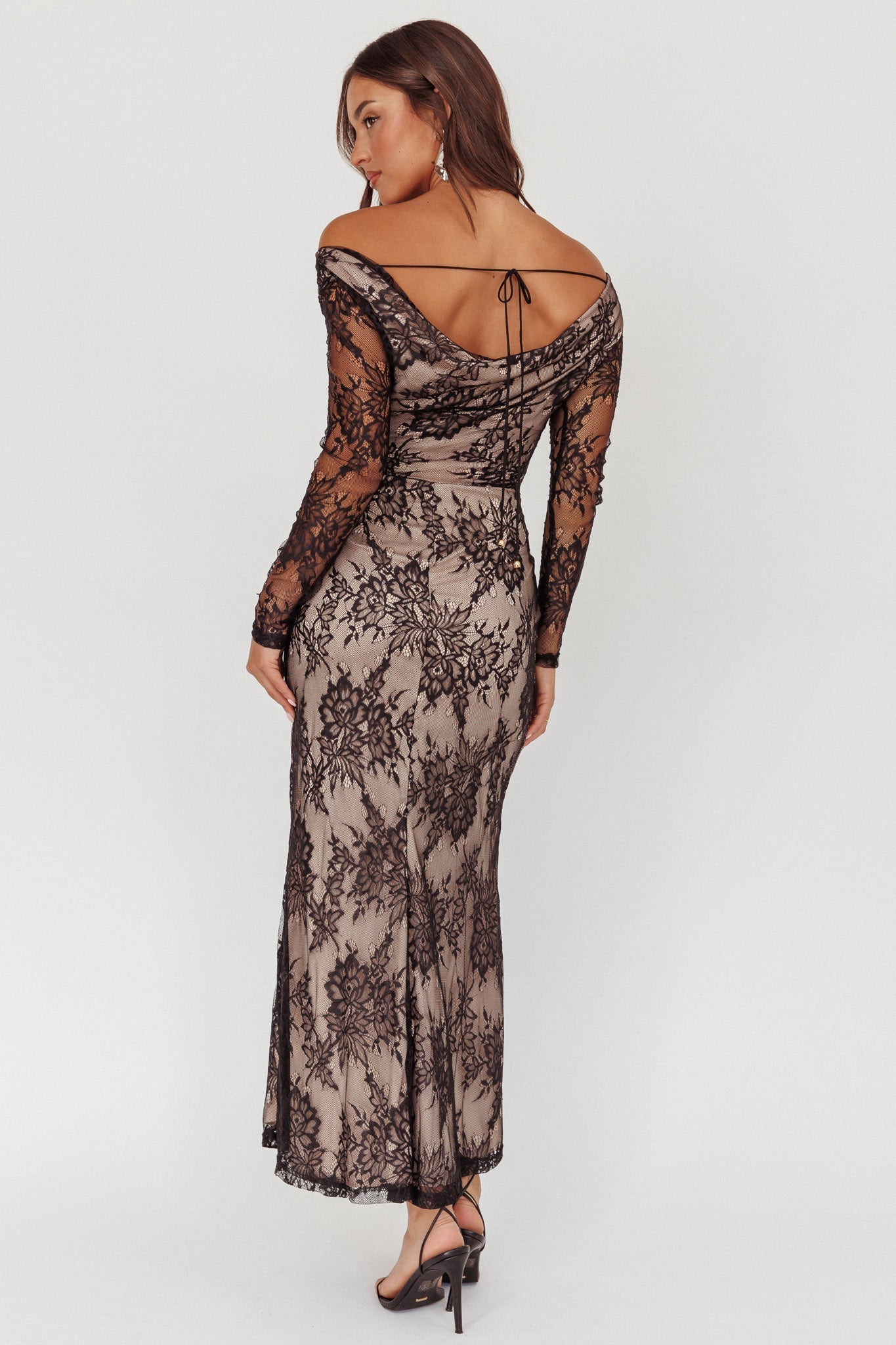 Loveland Off-Shoulder Lace Maxi Dress Black