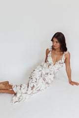 Second Chances Ruffle Trim Maxi Dress Mocha