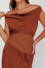 Isabella Open Cowl Back Maxi Dress Cocoa