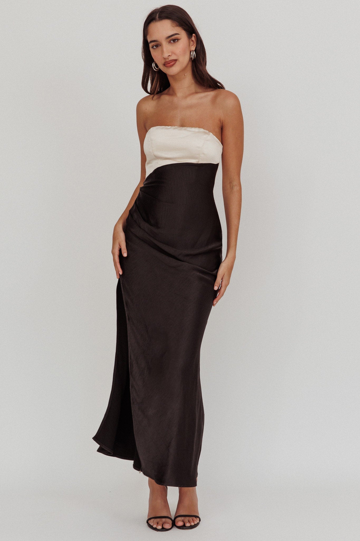 Kamillia Strapless Split Maxi Dress Black