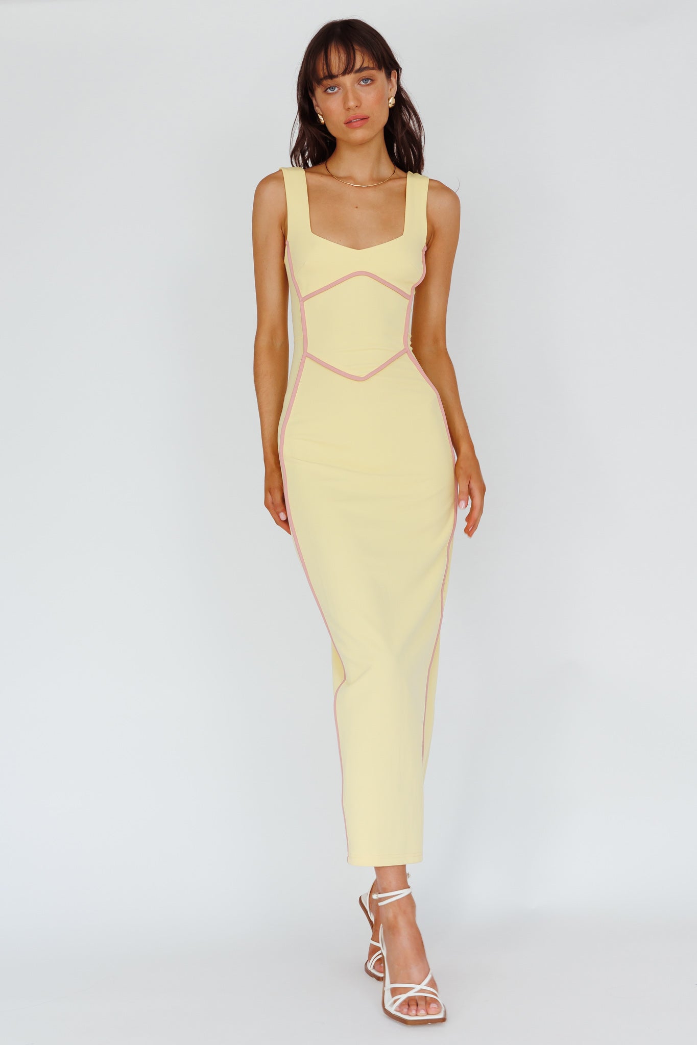 Shenae Piping Trim Maxi Dress Lemon