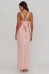 Midnight Sun Asymmetrical Strap Maxi Dress Apricot