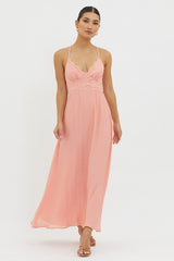 Slow It Down Lace Trim Maxi Dress Peach