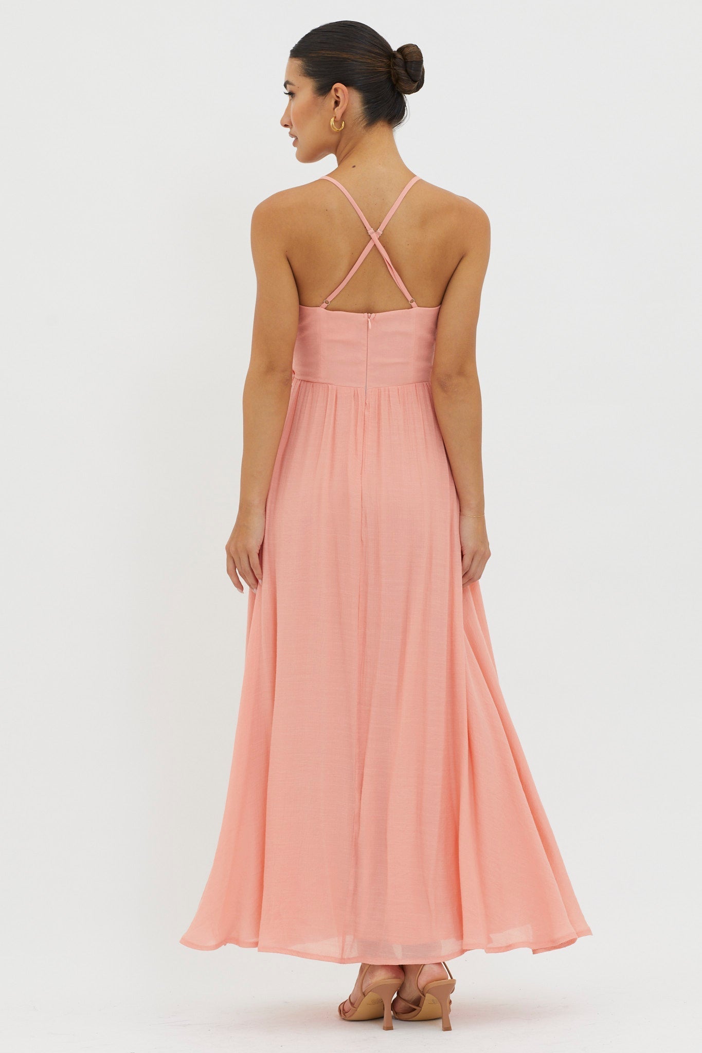Slow It Down Lace Trim Maxi Dress Peach