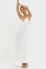Slow It Down Lace Trim Maxi Dress White
