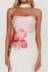 Damsel Reverse Halter Maxi Dress Flower Pink