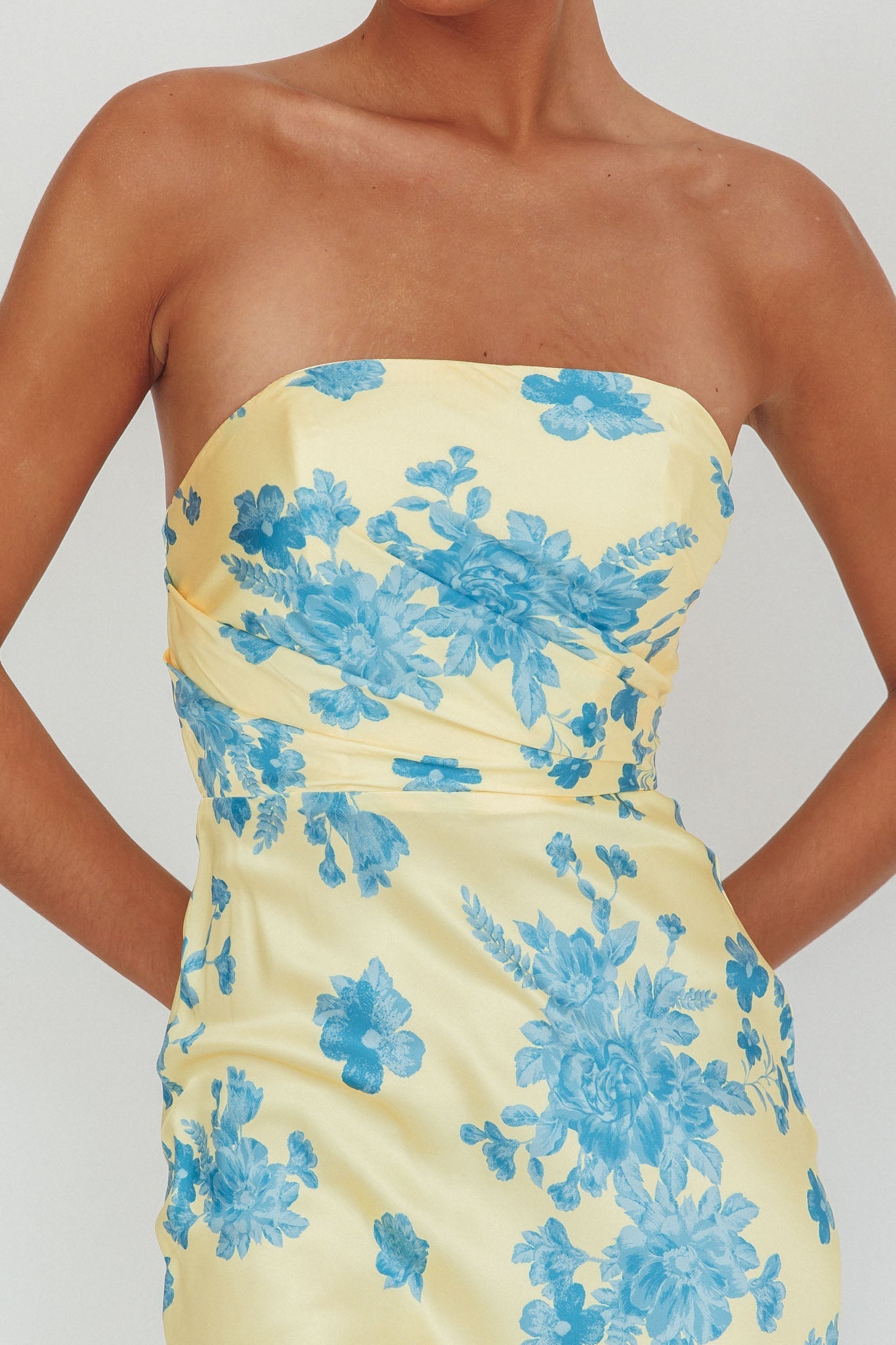 City Of Stars Strapless Maxi Dress Floral Yellow