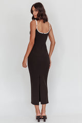 She's A Mystery Piping Trim Maxi Dress Black