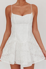 Endearing Embroidered Mesh Mini Dress White