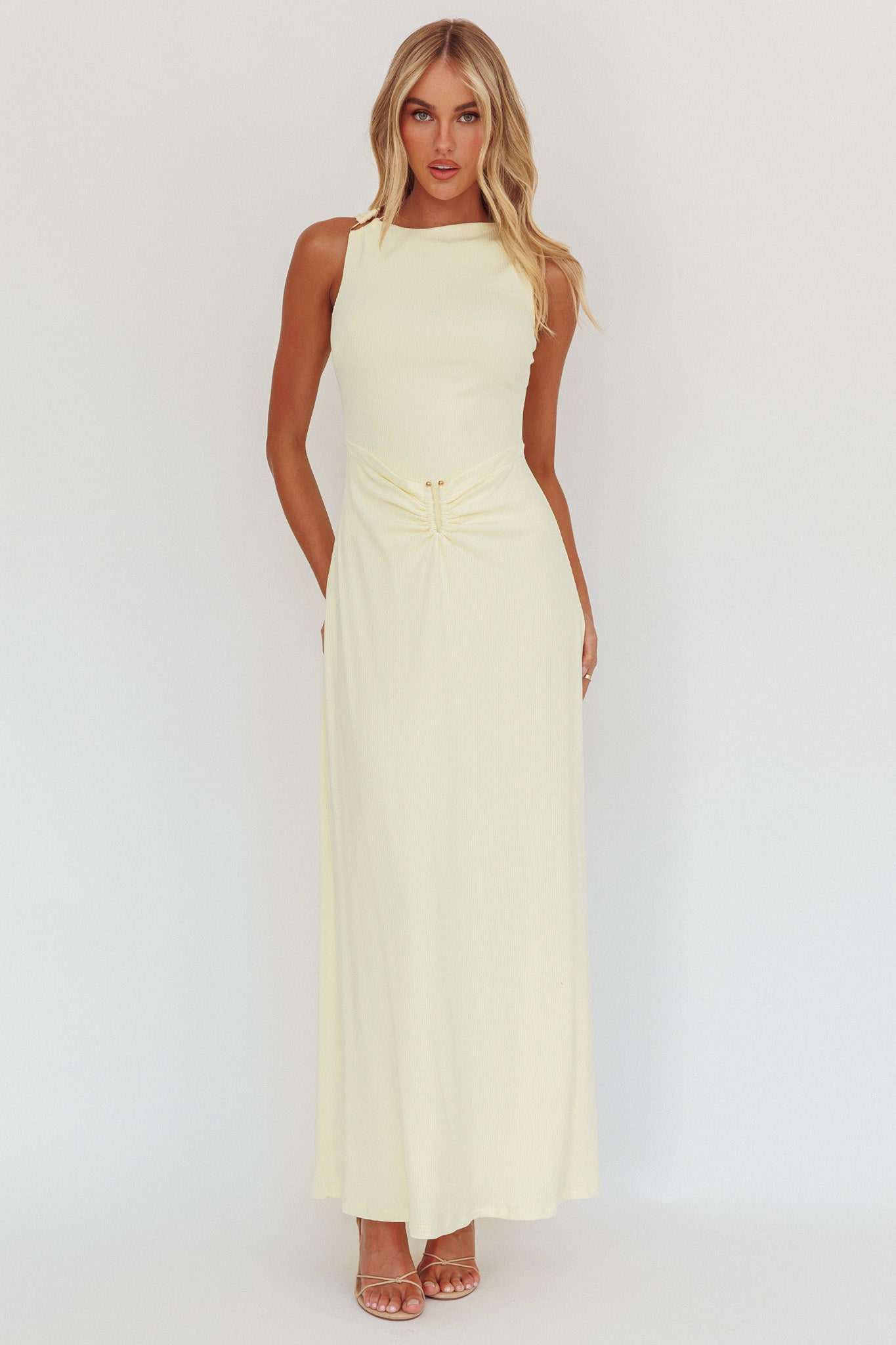 Casino Gold Hardware Ribbed Maxi Dress Butter