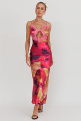 Saga Bust Keyhole Satin Maxi Dress Purple