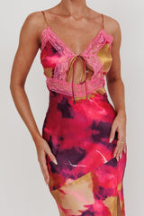 Saga Bust Keyhole Satin Maxi Dress Purple