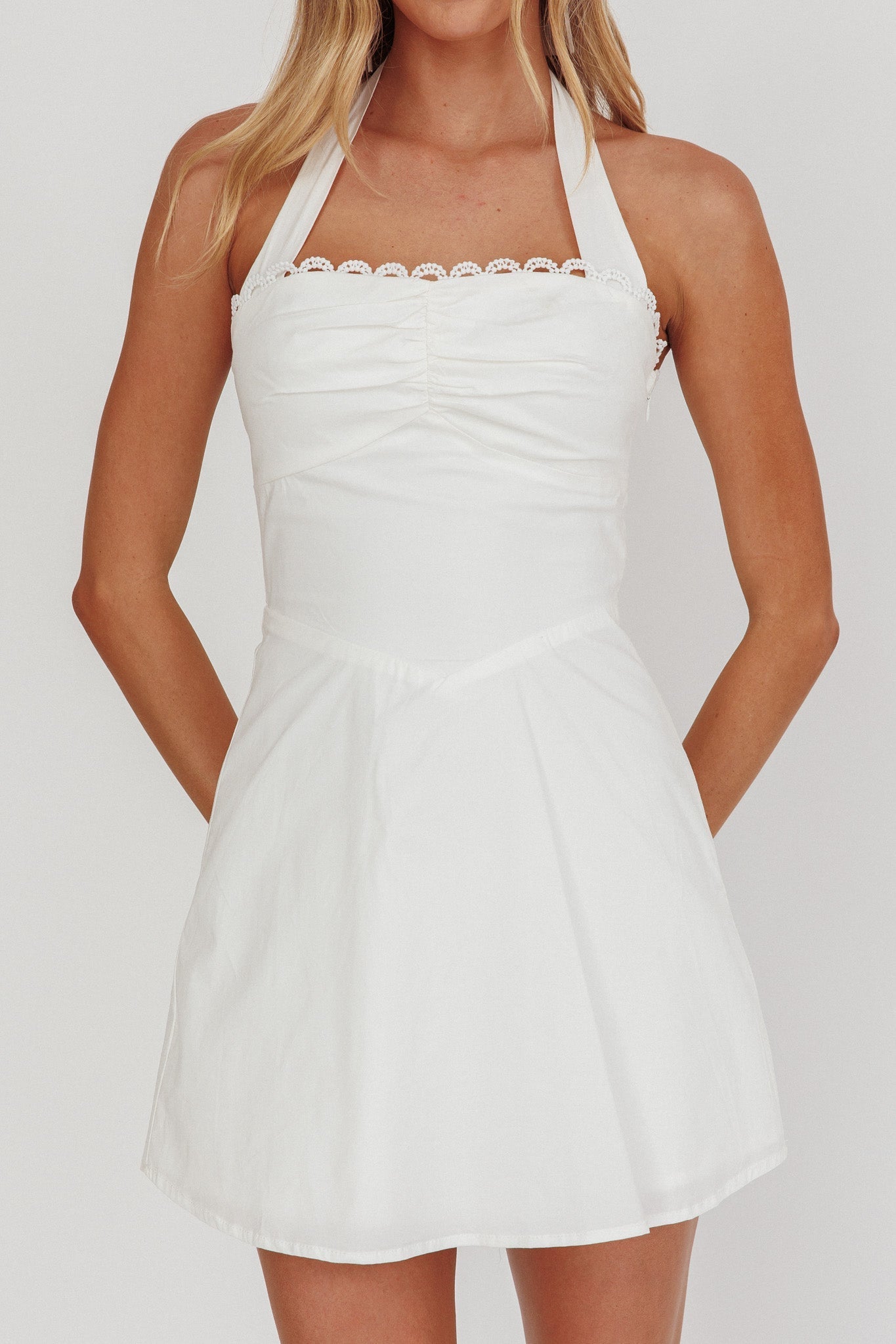 Jovial Halterneck Mini Dress White