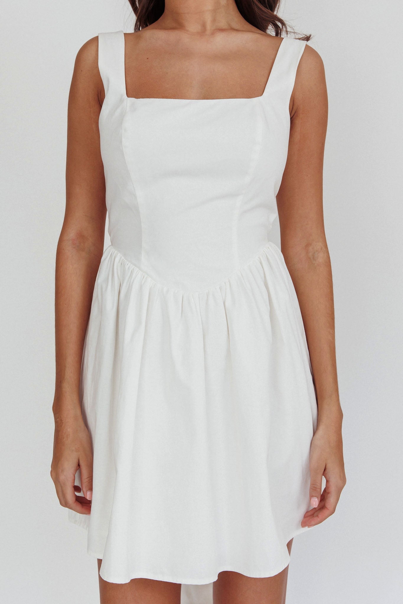 Irenic Bow Flare Mini Dress White