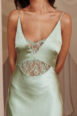 Better Believe Lace Insert Maxi Dress Sage