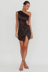 Lyon Ruched Cut Out Mini Dress Black